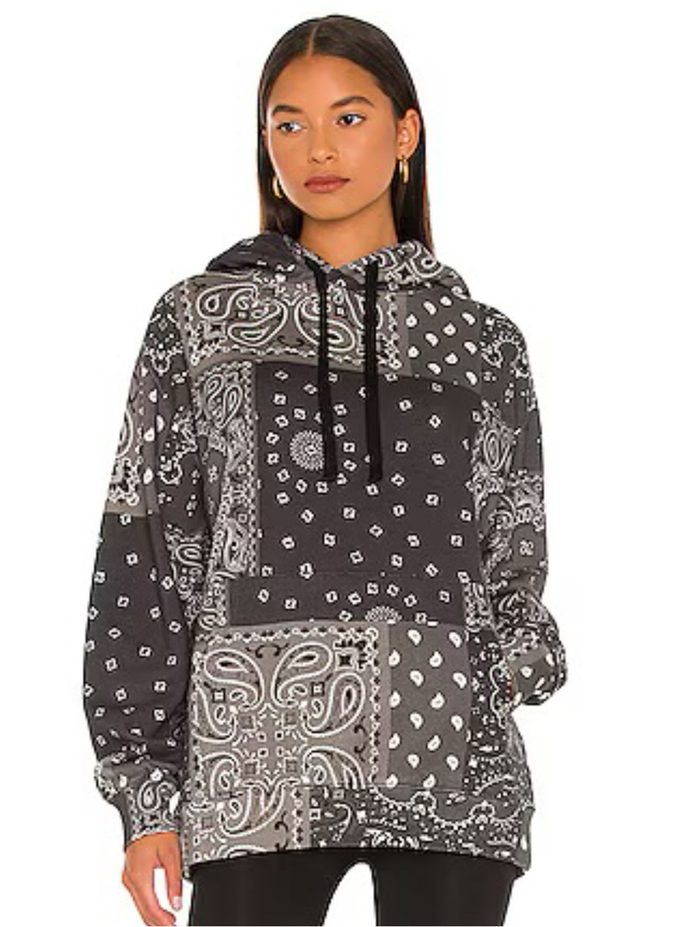 IRO Black & White Bandana Patchwork Paisely Hoodie
